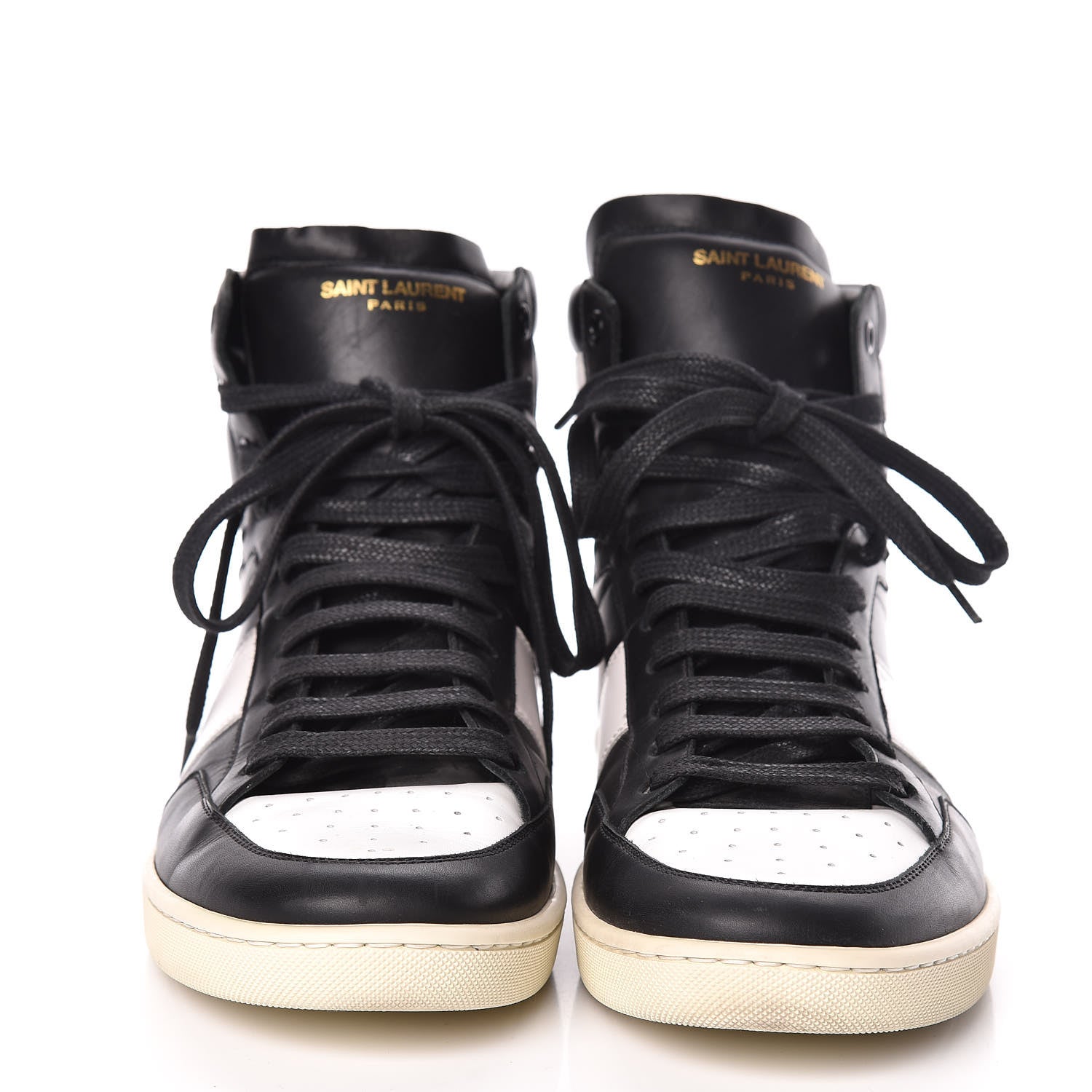 Saint Laurent Calfskin Mens Court Classic SL/10H High Top Sneakers 43 Black White 2 of 10