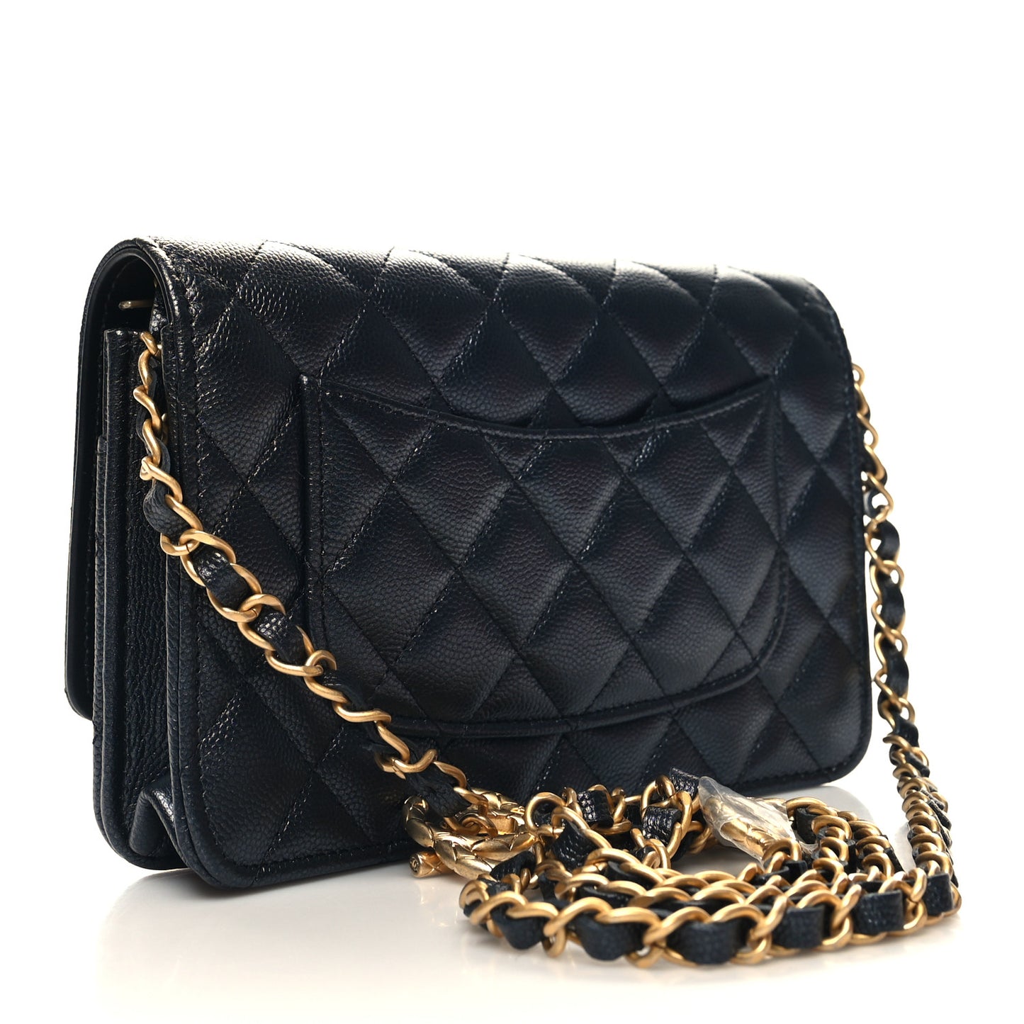 Pearly Caviar Quilted Fit For You Wallet On Chain WOC Black