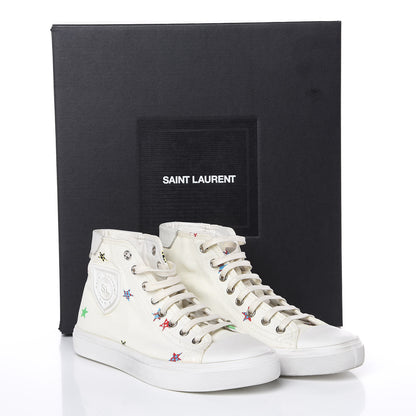 Saint Laurent Canvas Fun-Star Print Mens Bedford Hightop Sneakers 35.5 Cream 8 of 8
