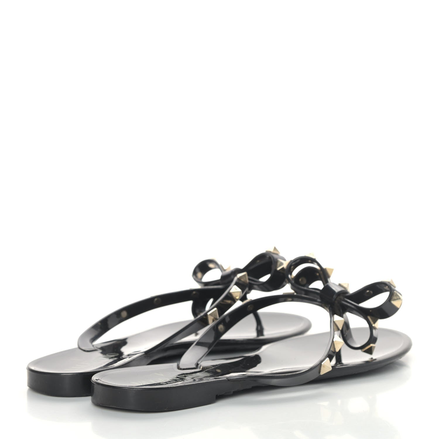 Valentino Garavani PVC Jelly Rockstud Bow Thong Sandals 38 Black 4 of 15