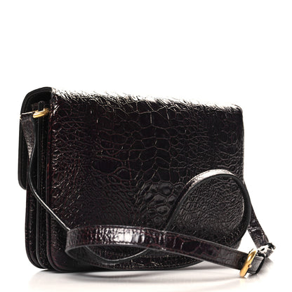 Saint Laurent Shiny Crocodile Embossed Calfskin Le Maillon Satchel Coffee 2 of 12