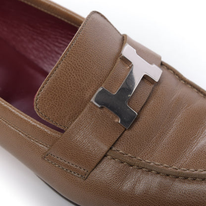 Hermes Goatskin Womens Paris Loafers 38 Etoupe 12 of 14