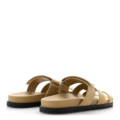 Hermes Suede Goatskin Womens Chypre Sandals 38 Beige Sable 5 of 10