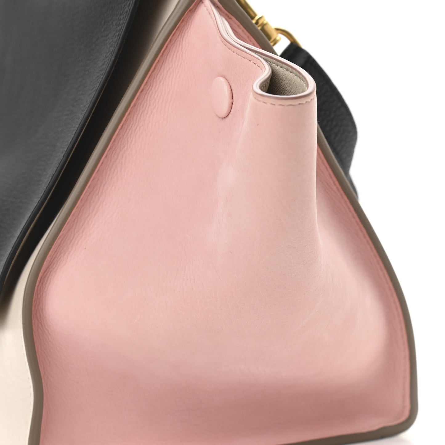 Textured Calfskin Suede Small Tri-Color Trapeze Black