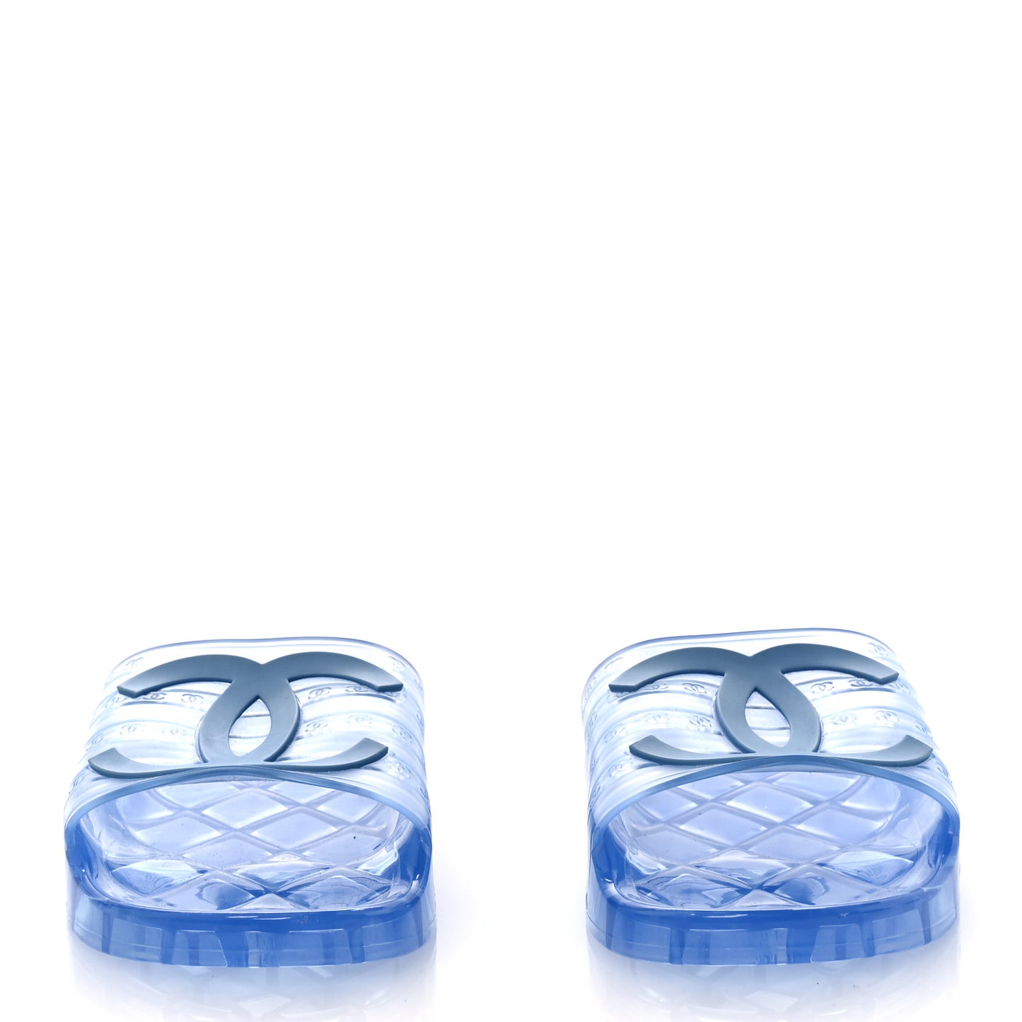 PVC Transparent CC Flat Slide Sandals 37 Blue