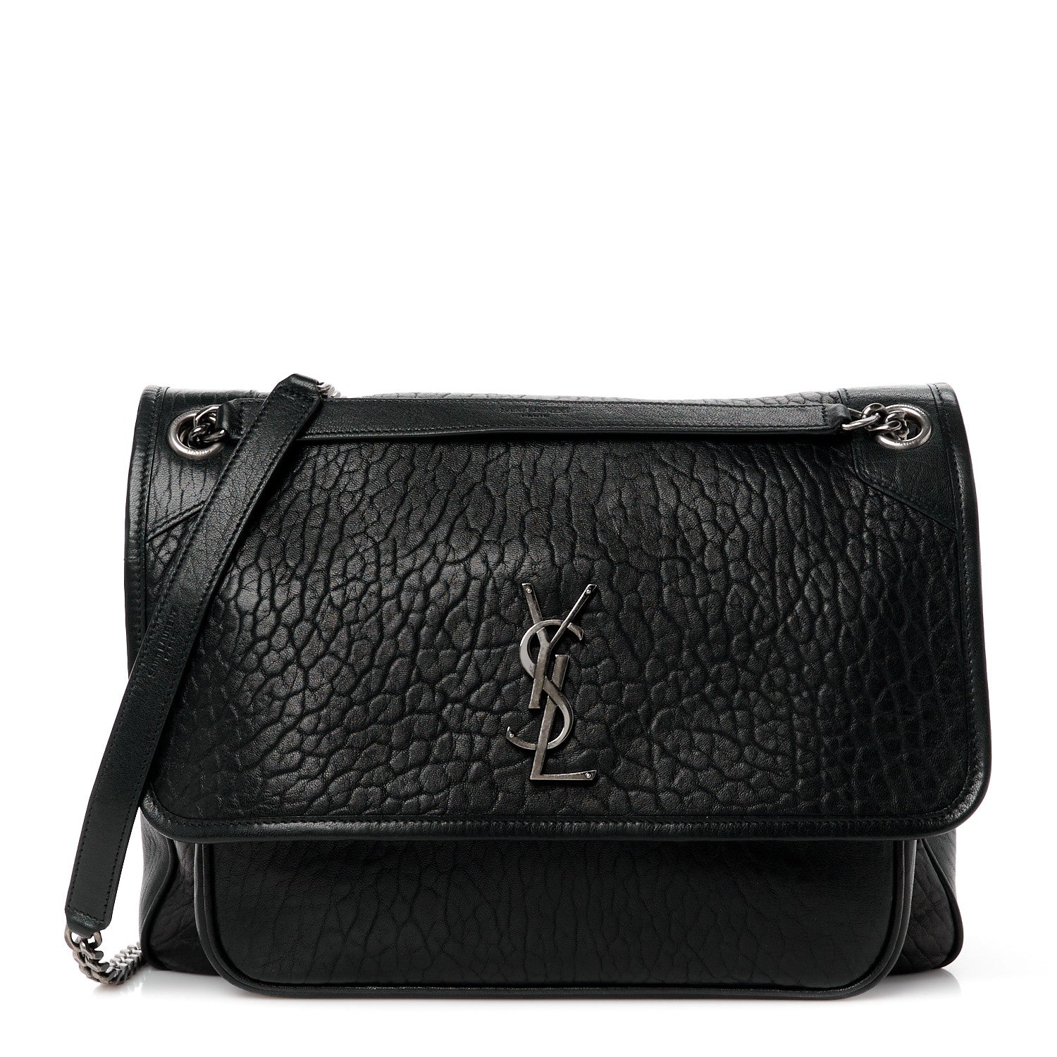 Saint Laurent Grained Lambskin Monogram Large Niki Chain Satchel Black 1 of 11