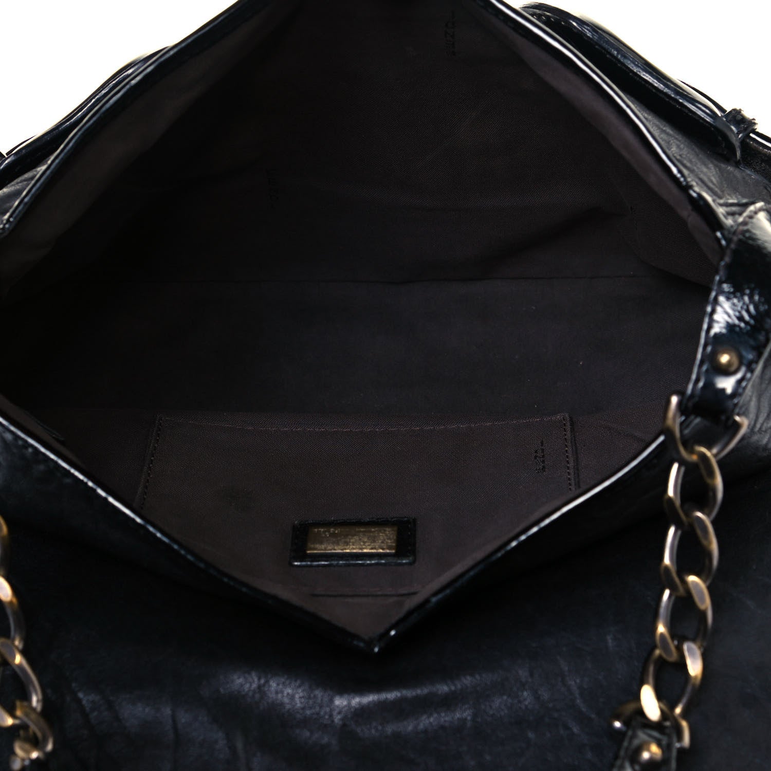 Fendi Nappa Patent B Bis Flap Bag Black 4 of 13