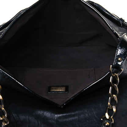 Fendi Nappa Patent B Bis Flap Bag Black 4 of 13