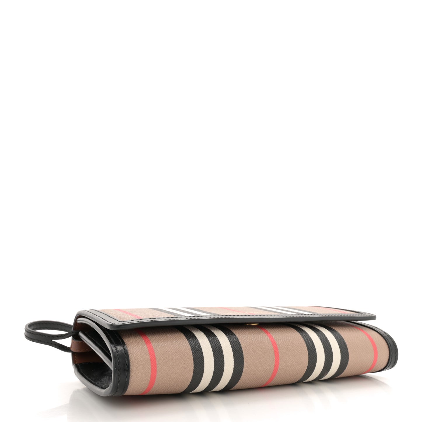 E-Canvas Icon Stripe Hannah Wallet With Detachable Strap Archive Beige Black
