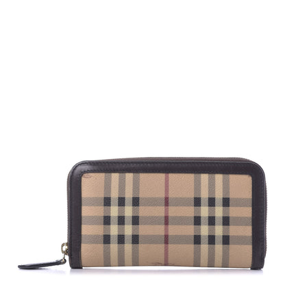 Burberry Haymarket Check Large Ziggy Zip Around Wallet Chocolate 1 of 9