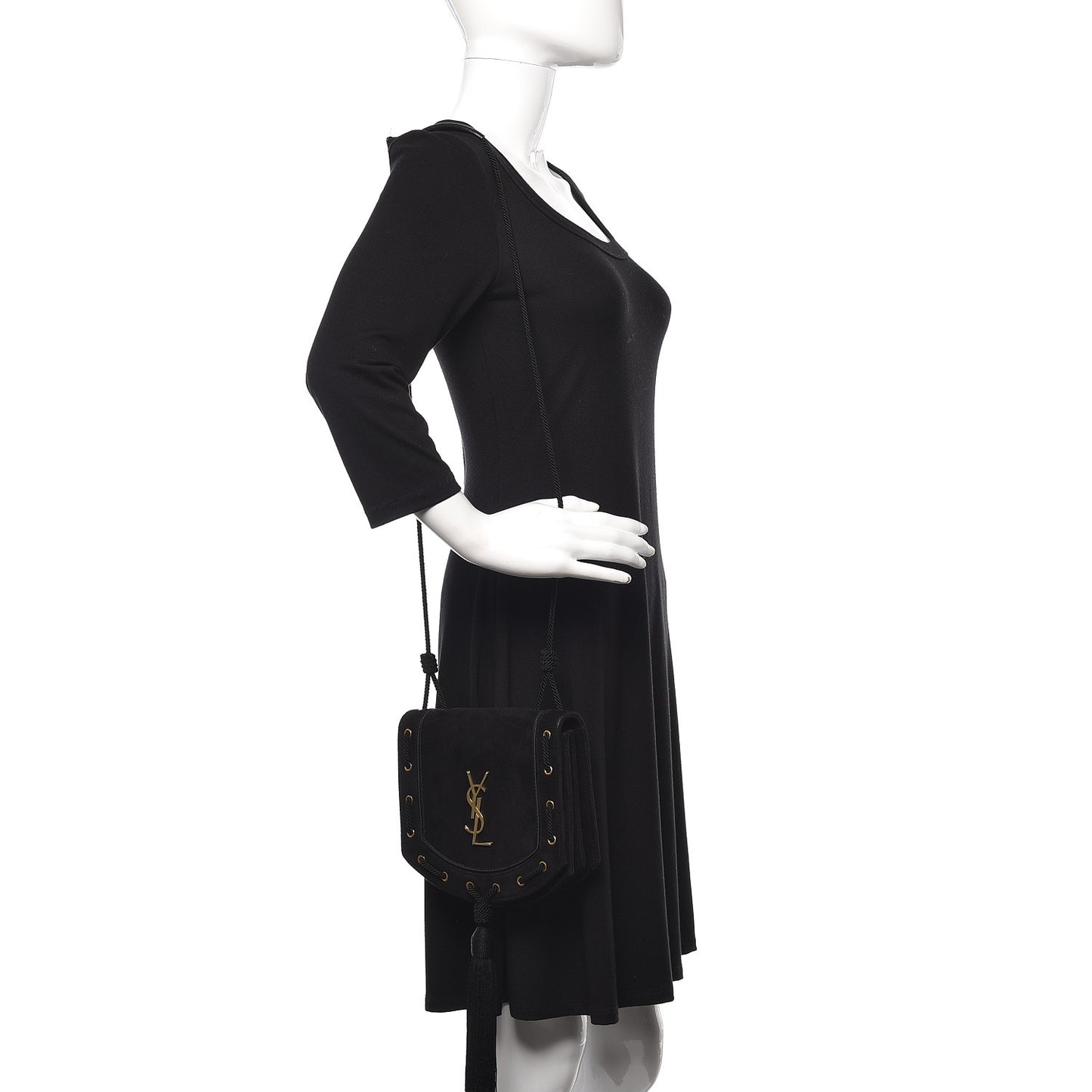 Suede Medium Monogram Fetish Satchel Black