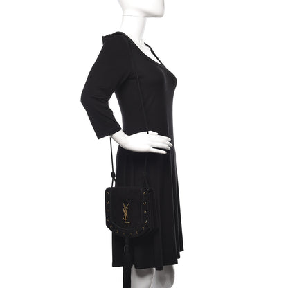 Saint Laurent Suede Medium Monogram Fetish Satchel Black 2 of 11