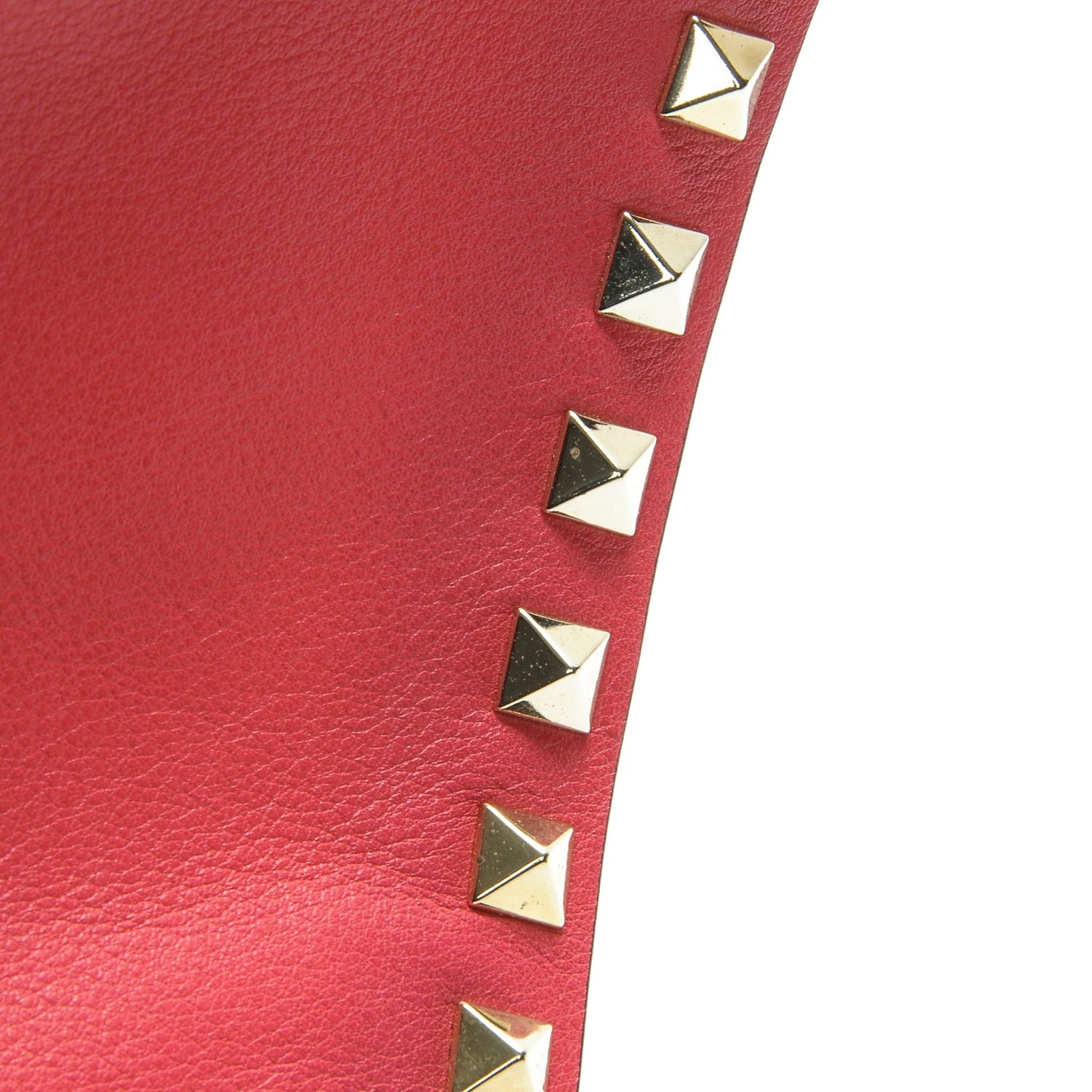 Vitello Large Rockstud Zip Pouch Deep Rose