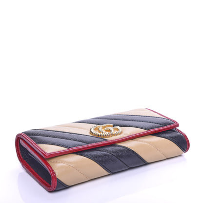 Gucci Azalea Calfskin Matelasse Diagonal Patchwork Torchon GG Marmont Continental Wallet Black Beige Romantic Cerise 4 of 7
