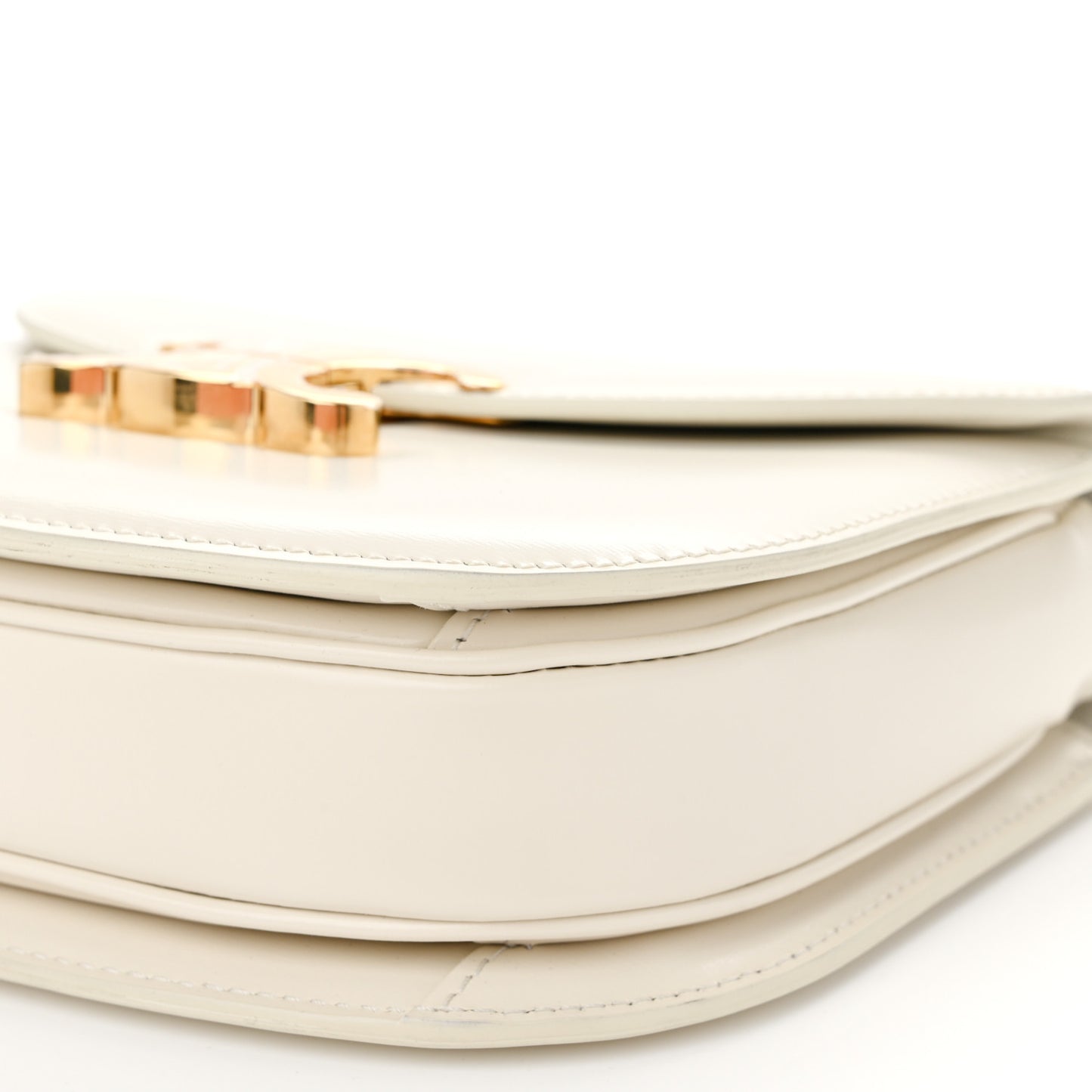 Shiny Calfskin Triomphe Chain Besace Clea White