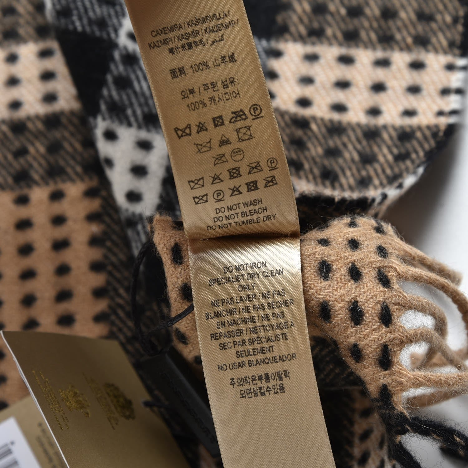 Burberry Cashmere Military Stitch Giant Check Scarf Camel 6 of 6