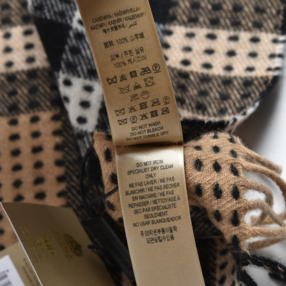 Burberry Cashmere Military Stitch Giant Check Scarf Camel 6 of 6