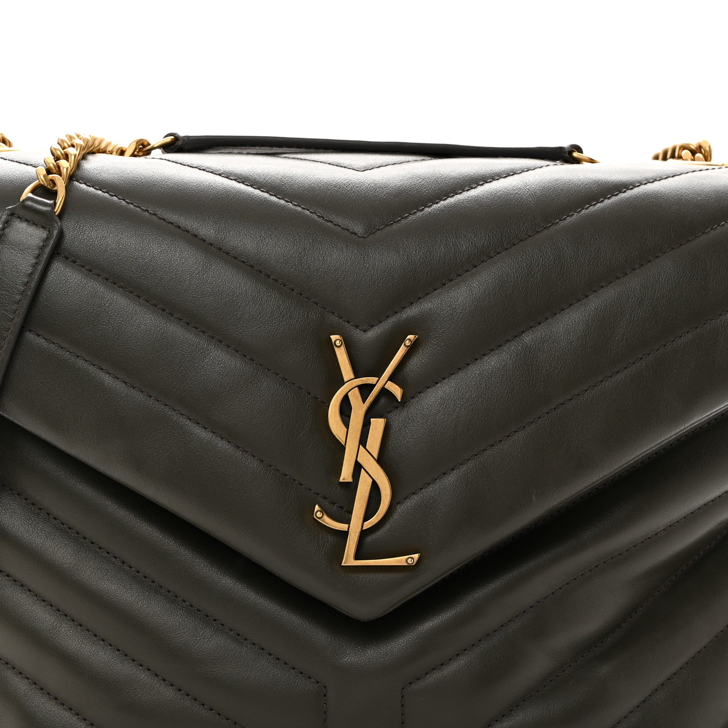 Saint Laurent Calfskin Y Quilted Monogram Medium Loulou Chain Satchel Pebble 9 of 11