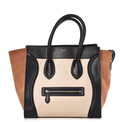 Celine Satin Calfskin Suede Mini Tri-Color Luggage Seashell 1 of 16