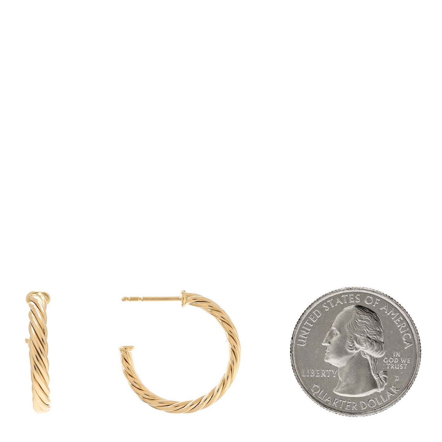 18K Yellow Gold Mini Cablespira Hoop Earrings