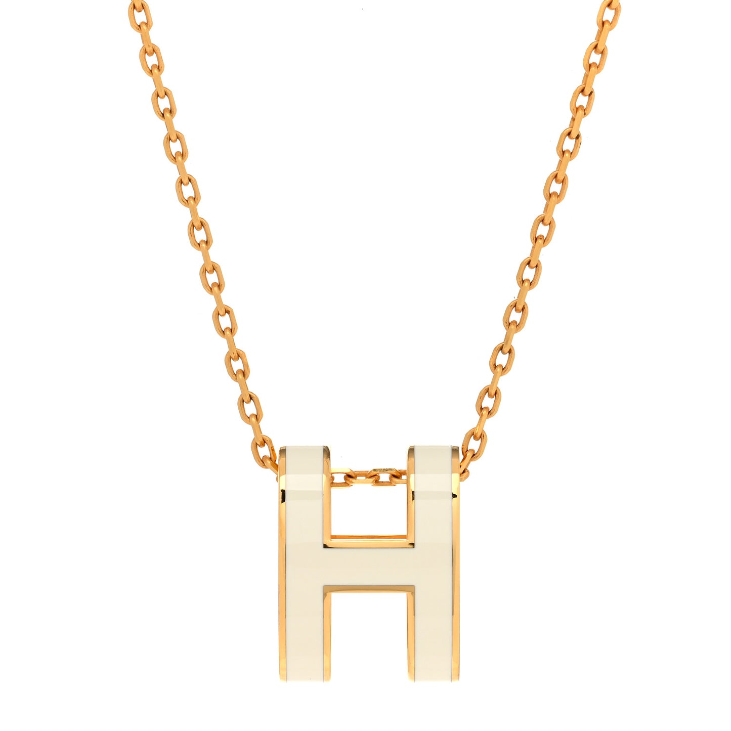 Lacquered Gold Pop H Pendant Necklace White