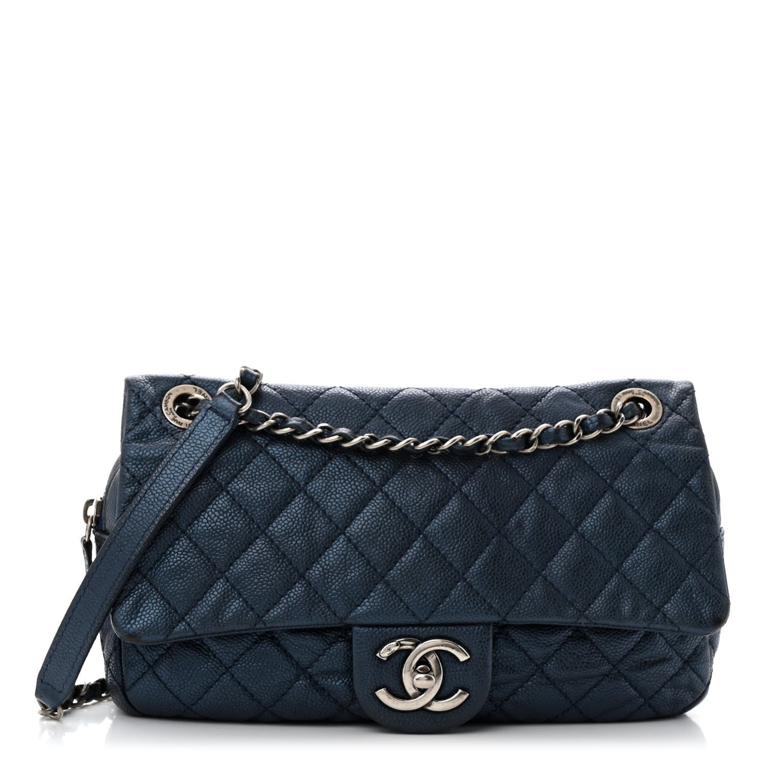 Chanel Iridescent Caviar Quilted Jumbo Easy Flap Dark Blue 1 of 13