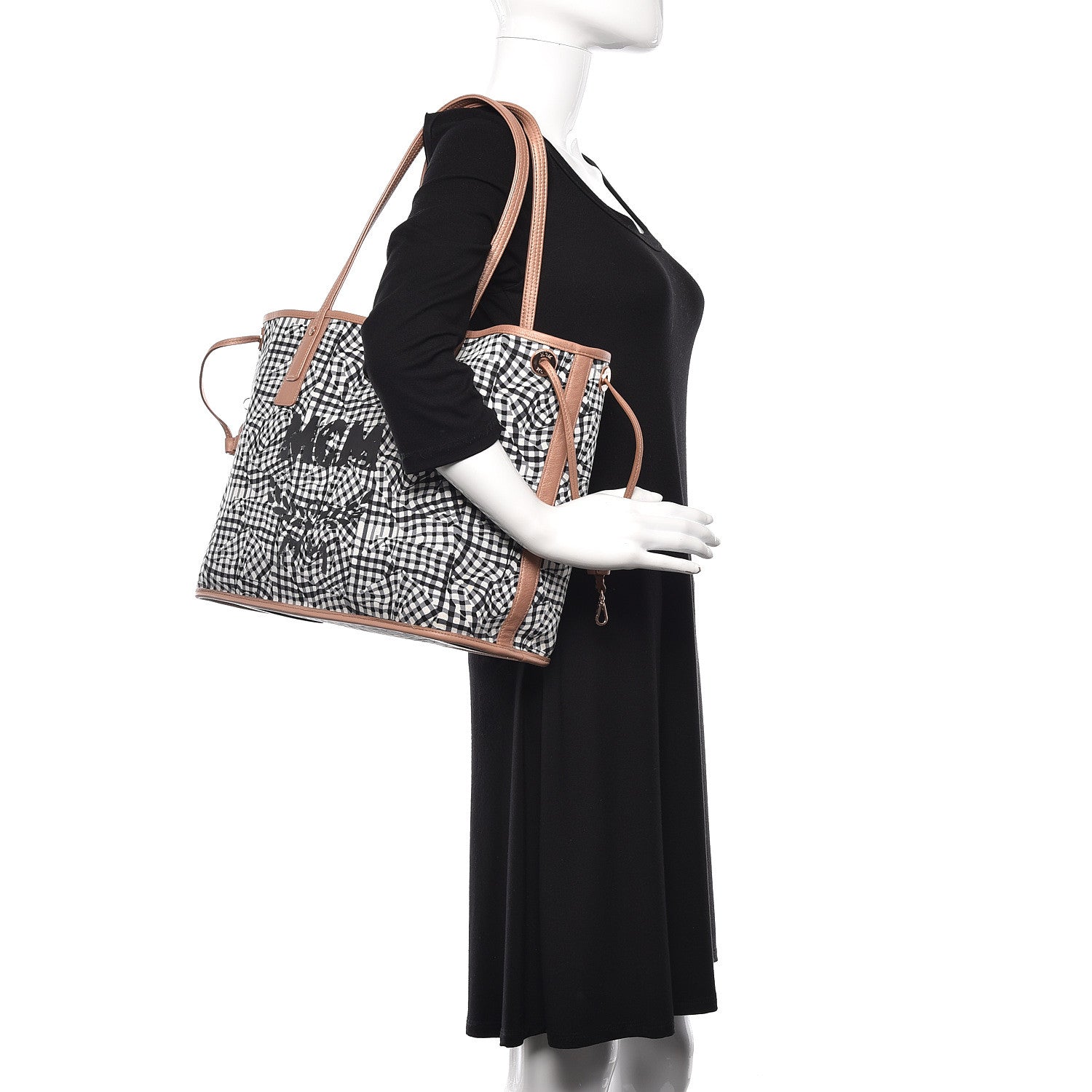 MCM Metallic Visetos Medium Liz Reversible Shopper Tote Champagne Gold 2 of 18