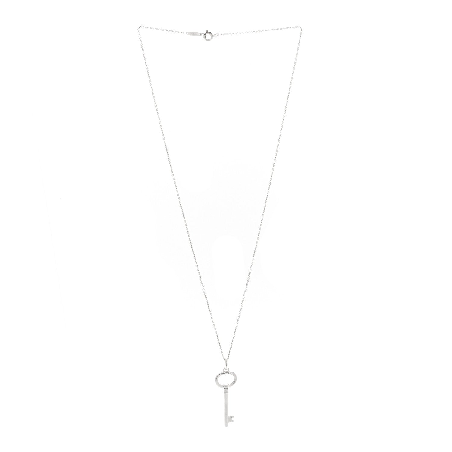Tiffany Sterling Silver Small Oval Key Pendant Bead Necklace 3 of 6