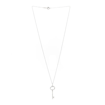 Tiffany Sterling Silver Small Oval Key Pendant Bead Necklace 3 of 6