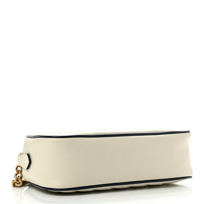 Gucci Vintage Effect Calfskin Matelasse Diagonal Small Torchon GG Marmont Chain Shoulder Bag Mystic White Blue Agata 4 of 10