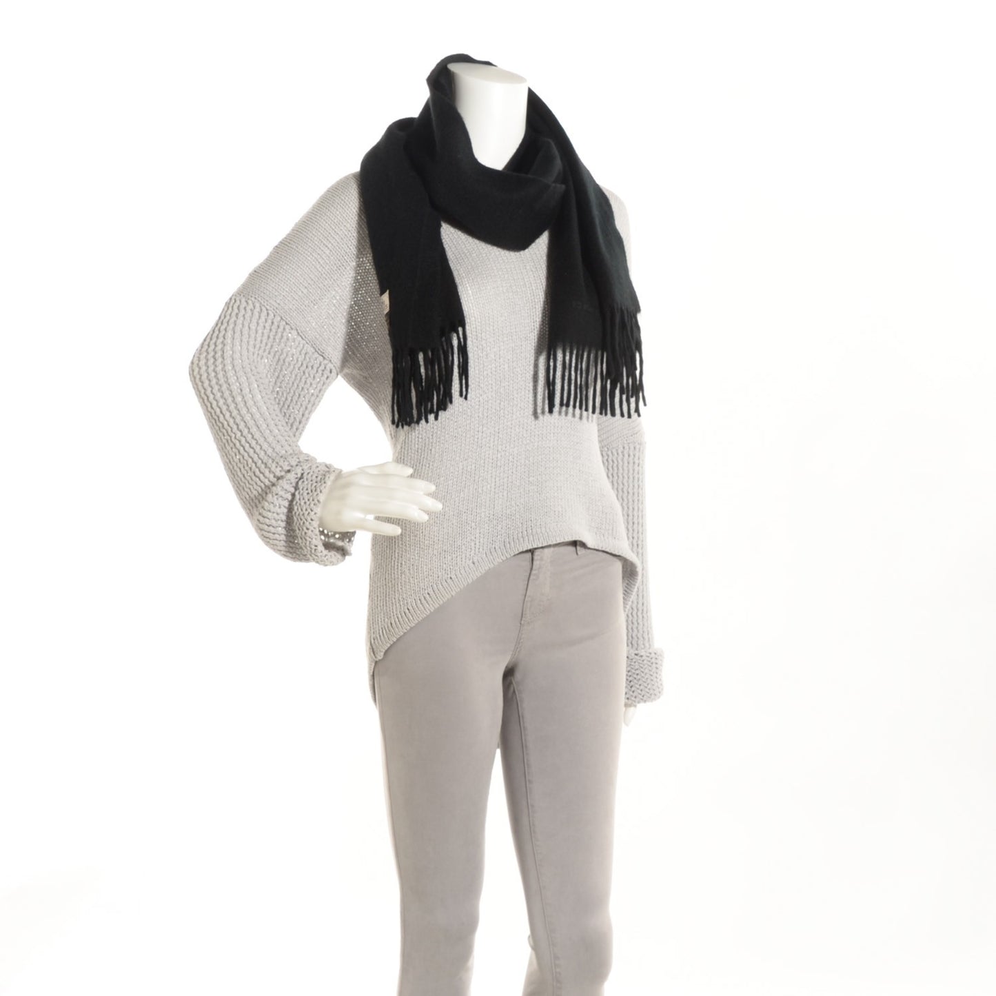 Cashmere Fringe Stole Black