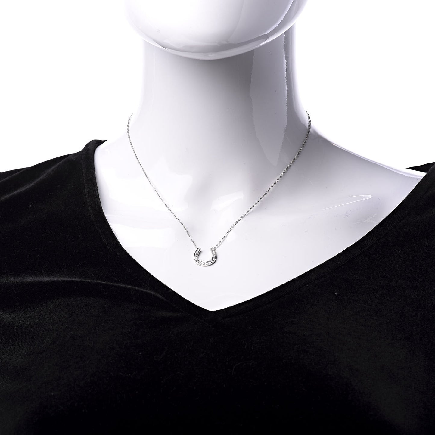 Platinum Diamond Horseshoe Pendant Necklace
