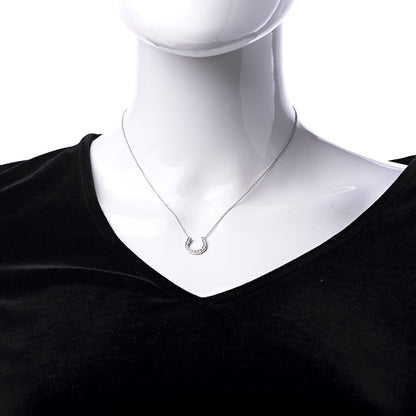 Tiffany Platinum Diamond Horseshoe Pendant Necklace 2 of 6