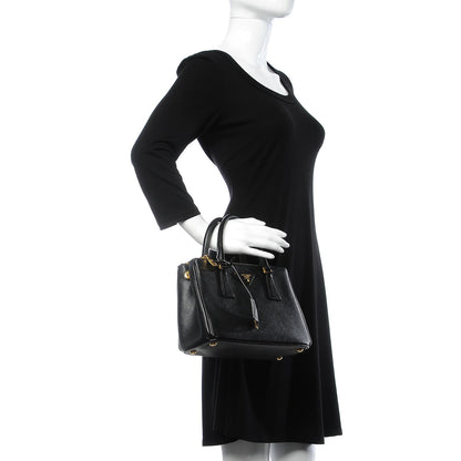 Prada Saffiano Lux Mini Double Zip Tote Black 3 of 9