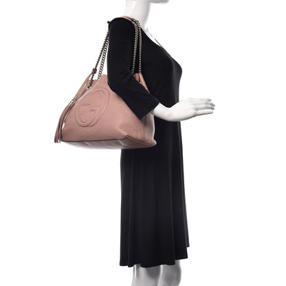 Gucci Pebbled Calfskin Medium Soho Chain Shoulder Bag Dark Cipria 2 of 13