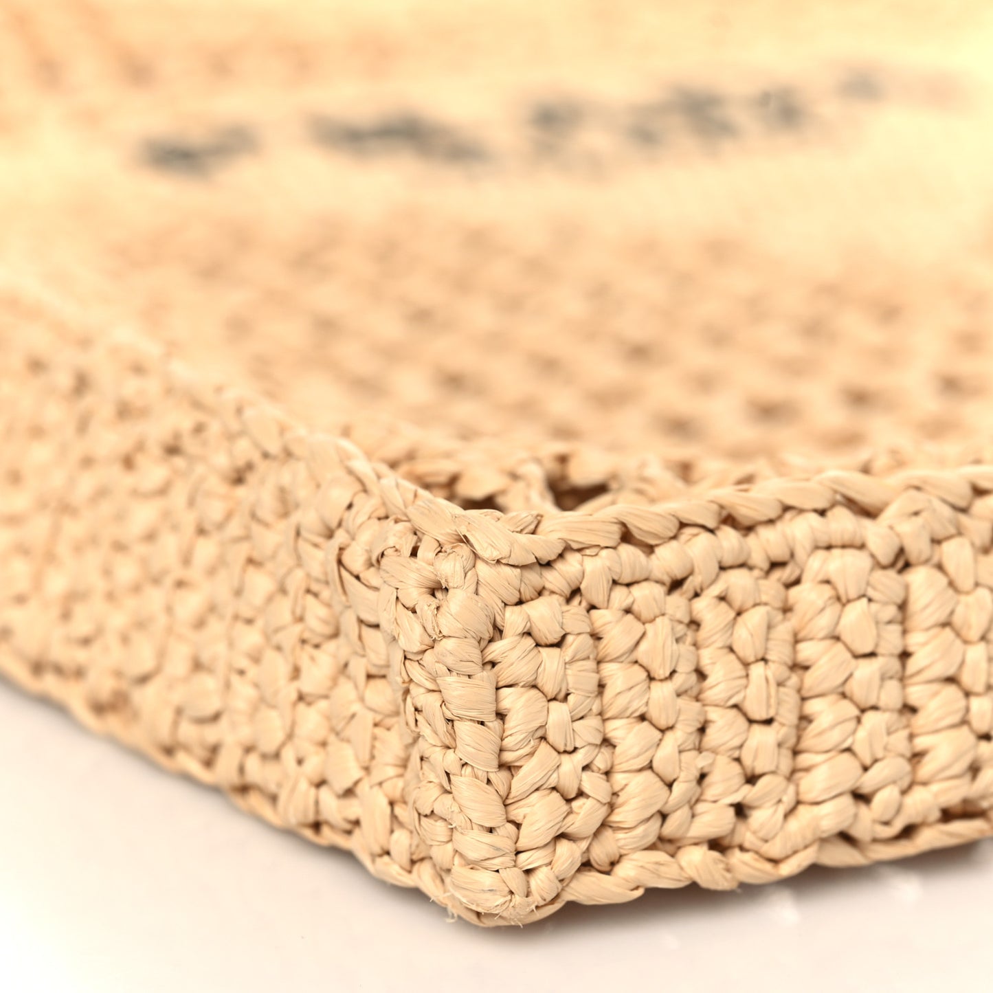 Yarn Raffia Effect Crochet Logo Embroidered Tote Bag Naturale