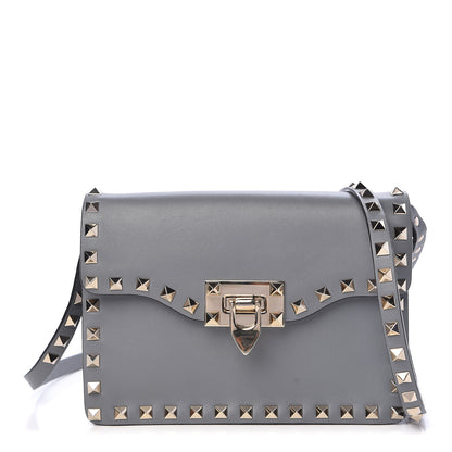 Valentino Garavani Vitello Rockstud Shoulder Flap Bag Grey 2 of 11