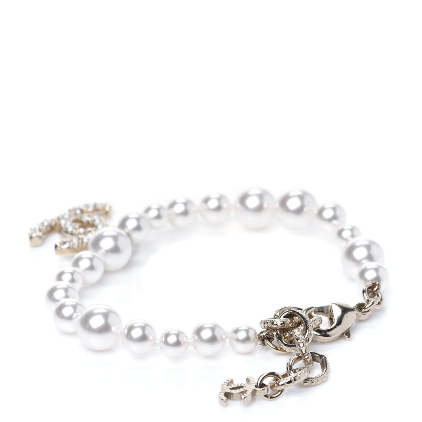 Pearl Crystal CC Bracelet Gold