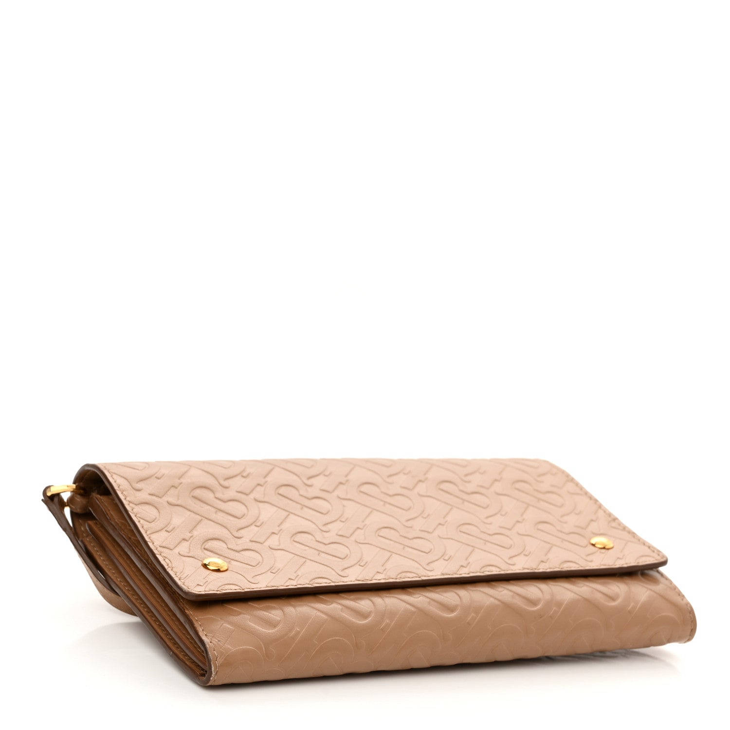 Burberry Calfskin Embossed Monogram Crossbody Light Camel 4 of 11
