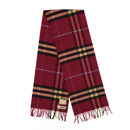 Burberry Cashmere Giant Check Fringe Scarf Burgundy 2 of 4