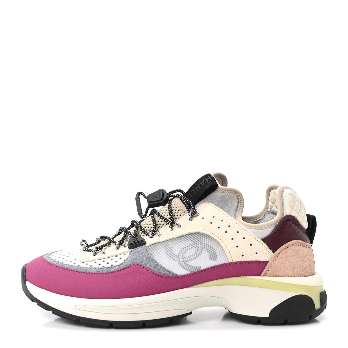 Chanel Fabric Suede Calfskin Mesh Womens CC Sneakers 41 Purple Ivory White 1 of 9