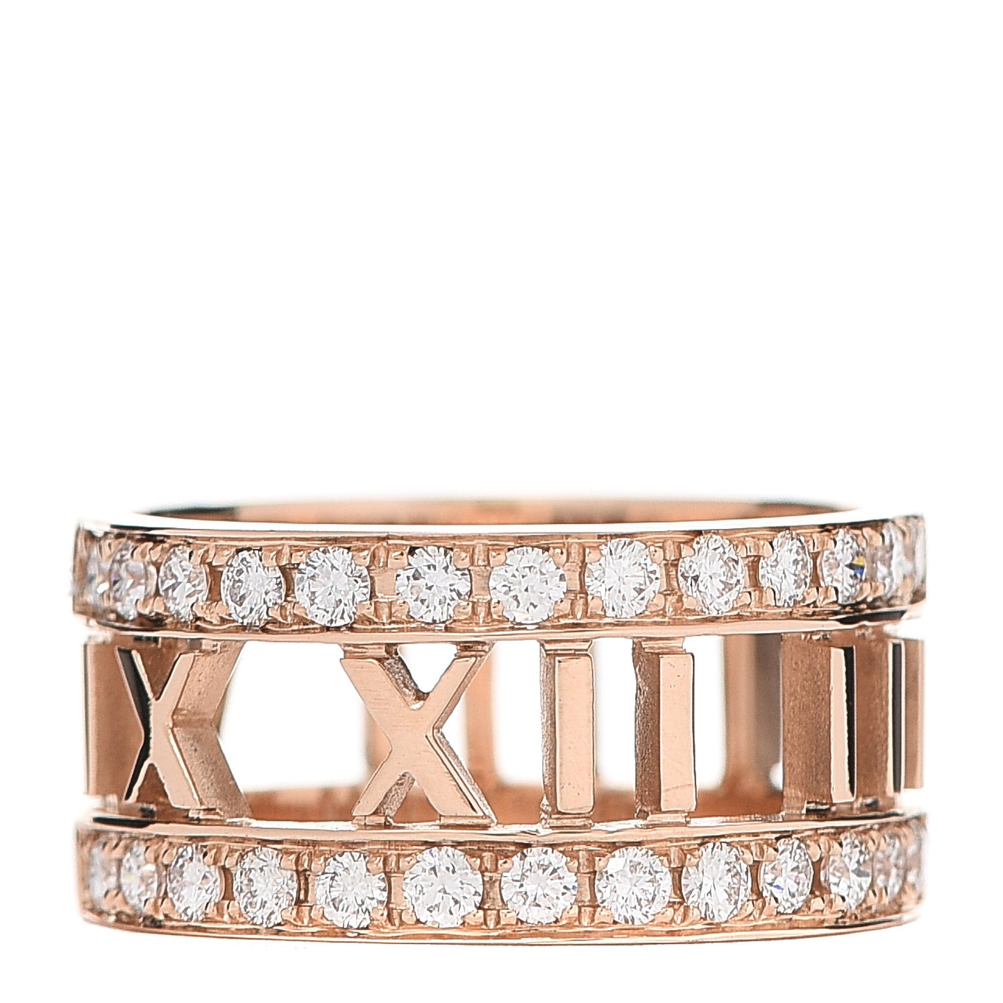 18K Rose Gold Diamond Wide Atlas Open Ring 49 5