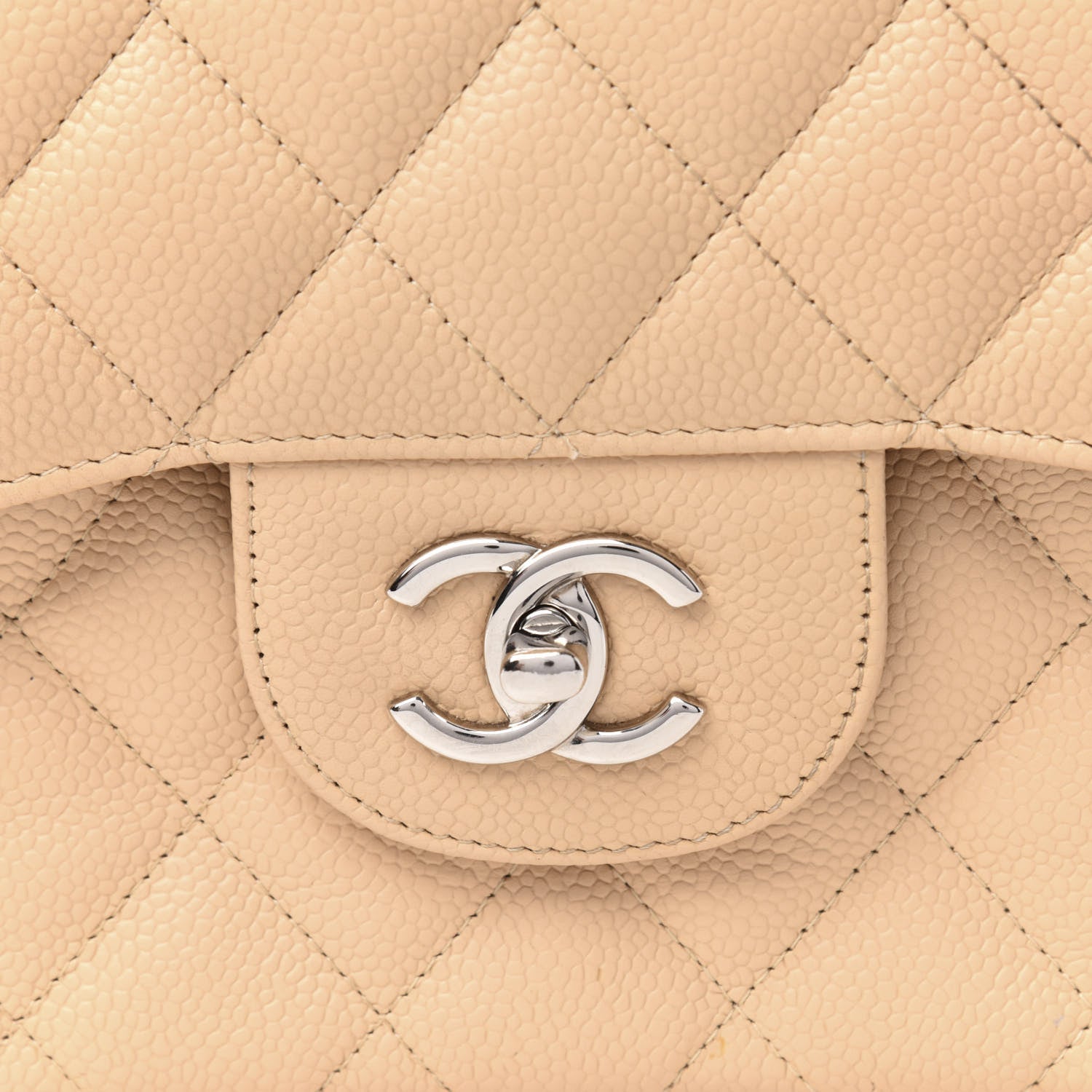 Chanel Caviar Quilted Jumbo Double Flap Beige 11 of 11
