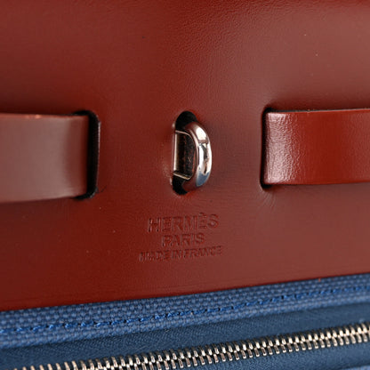 Hermes Vache Hunter Toile Militaire Herbag Zip 31 PM Bleu Agate Rouge H 7 of 11