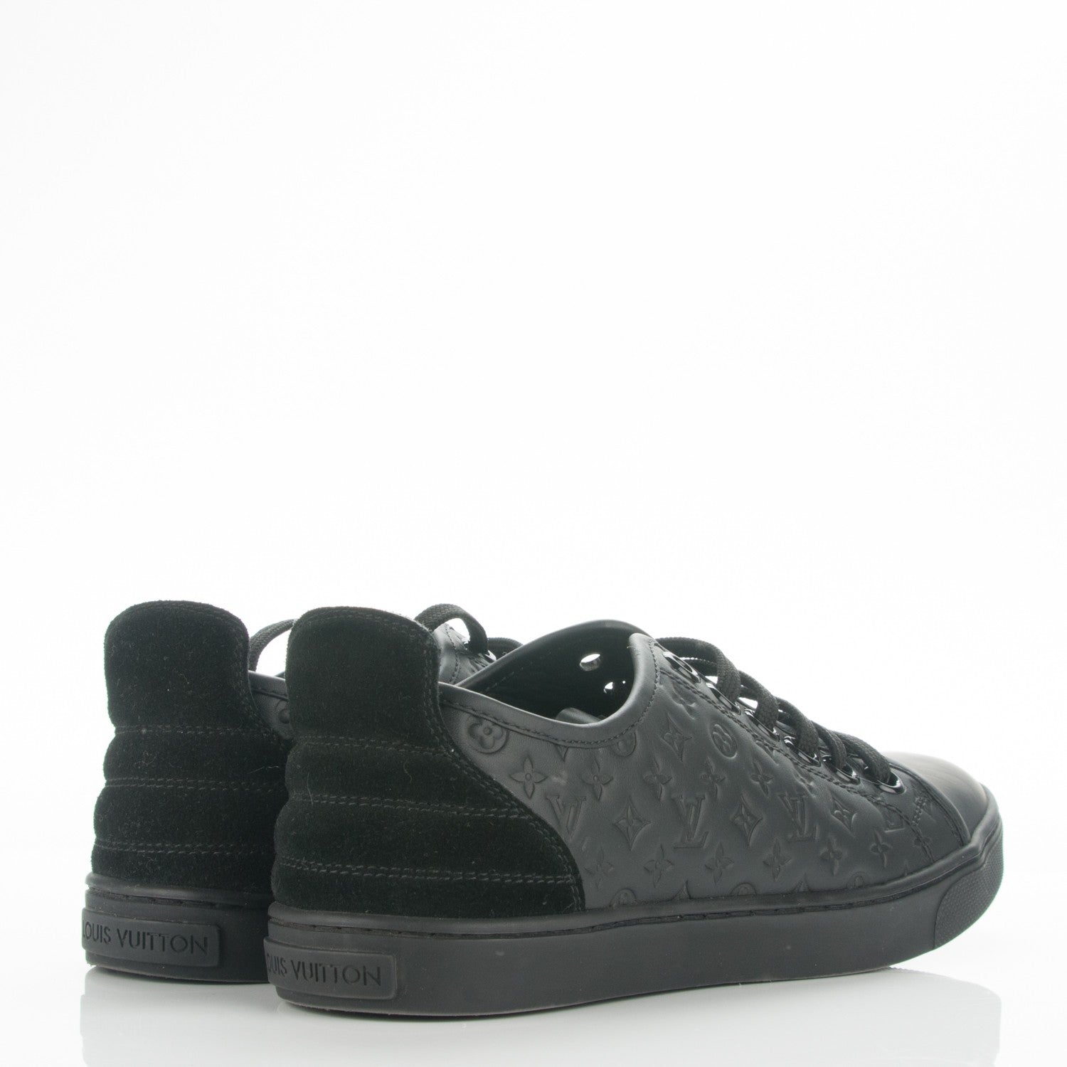 Louis Vuitton Calfskin Embossed Monogram Punchy Sneakers 35 Black 4 of 6