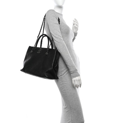 Chanel Grained Vegetal Calfskin Urban Shopping Tote Black 2 of 13