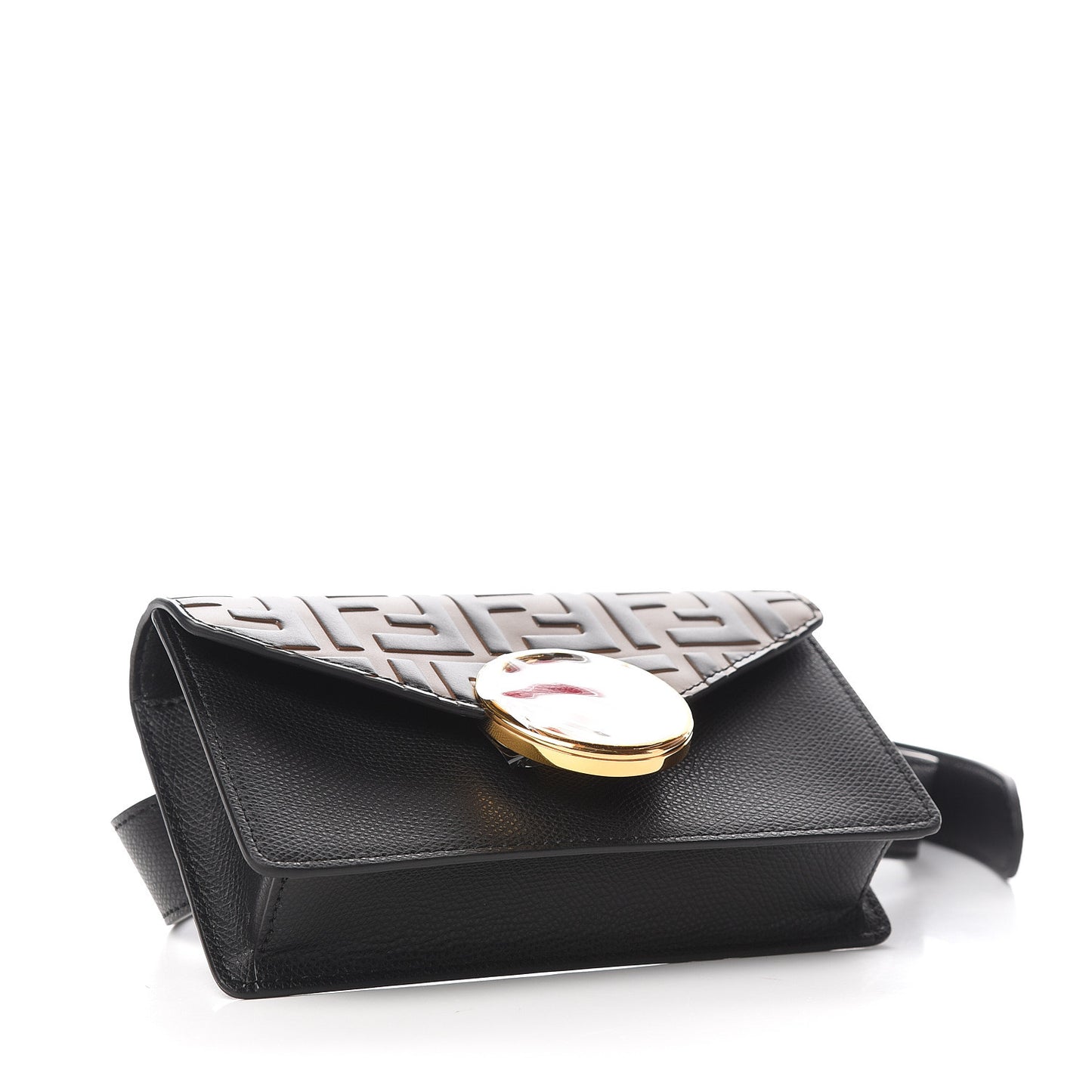 Vitello Cruise F is Fendi Bi-Color FF 1974 Embossed Envelope Belt Bag Maya Black