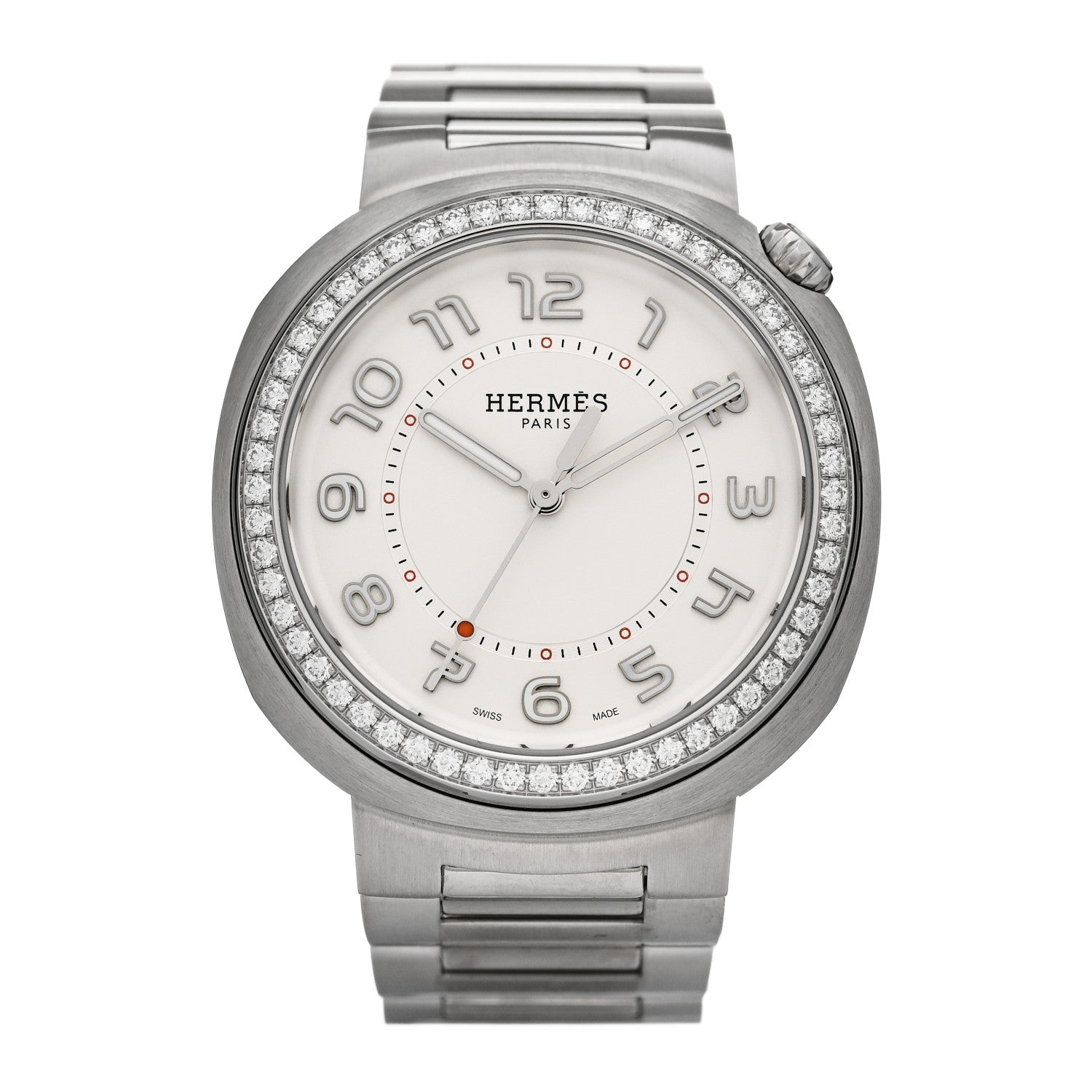 Hermes Stainless Steel Diamond Bezel 36mm Cut Automatic Watch 1 of 6