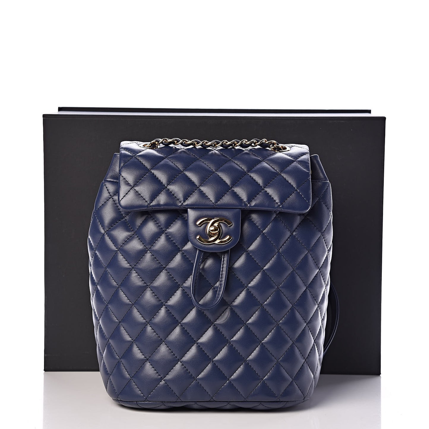 Lambskin Quilted Small Urban Spirit Backpack Navy