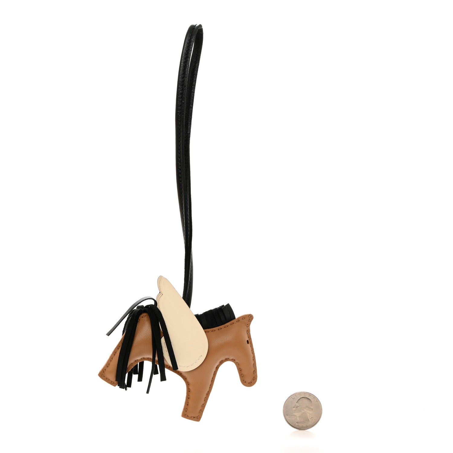 Hermes Milo Lambskin Grigri Rodeo Pegase Horse Bag Charm PM Sesame Black Nata 2 of 5